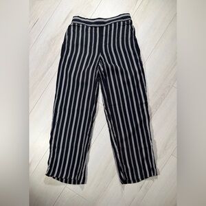 LOFT Striped Black and White Fluid Wide Leg Pants Size XS